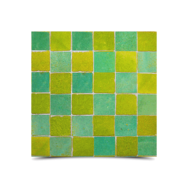 Moroccan Green & Yellow Mosaic Tiles - Premium Unglazed Matt Finish