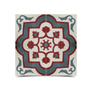 Moroccan Cement Tile Pattern in Red & Green - Elegant and Durable