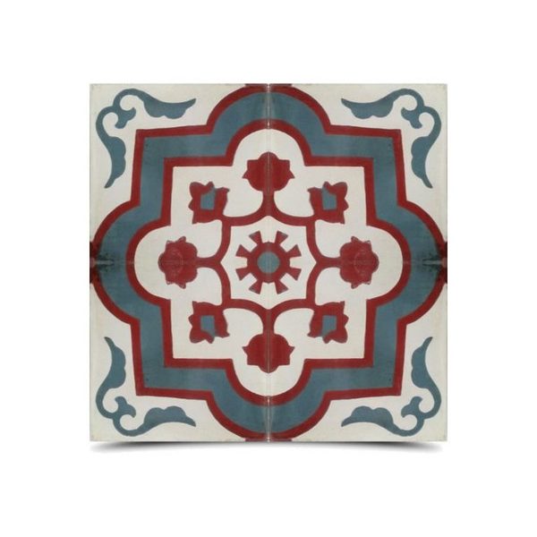 Moroccan Cement Tile Pattern in Red & Green - Elegant and Durable