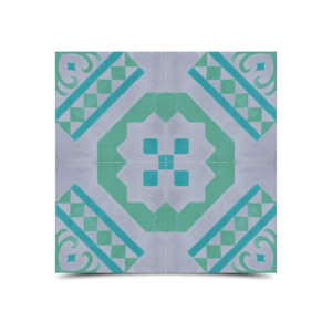 Moroccan Geometric Cement Tiles in Turquoise & Gray - 83