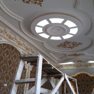 Moroccan Handcrafted Gypsum Plaster Ceiling - Elegant Rose Design