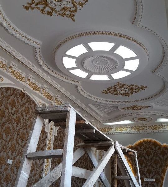 Moroccan Handcrafted Gypsum Plaster Ceiling - Elegant Rose Design