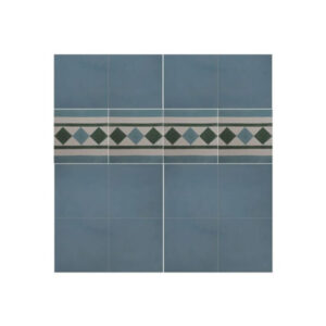 Moroccan Blue Cement Border Tiles - Elegant Lozenge Design
