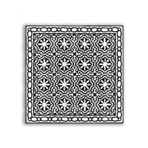 "Black and White Moroccan Cement Border - Intricate Floral and Geometric Motifs"