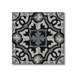 Moroccan Black Cement Tile Patterns - Elegant Floral Design