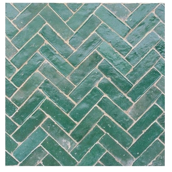 Deep Green Handmade Moroccan Bejmat Tiles - Vintage Elegance for Indoor & Outdoor