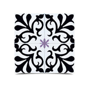 Moroccan Cement Floral Pattern Tiles - Black & White