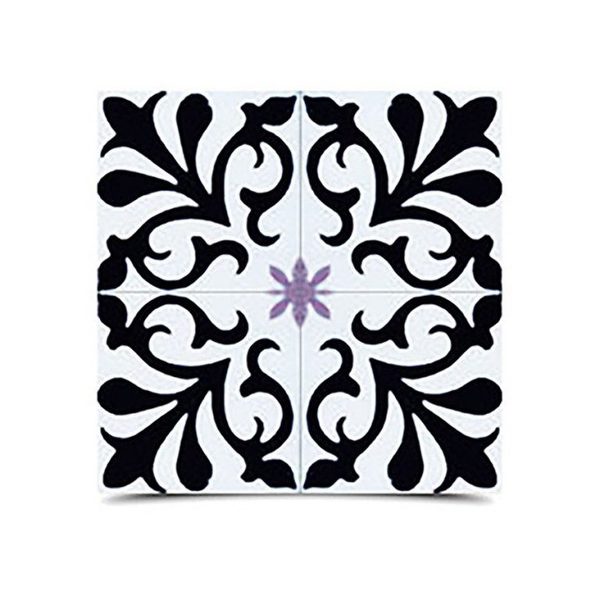 Moroccan Cement Floral Pattern Tiles - Black & White