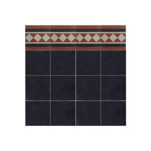 Moroccan Red & Black Cement Border Tiles - Elegant Lozenge Patterns for Kitchen & Bathrooms