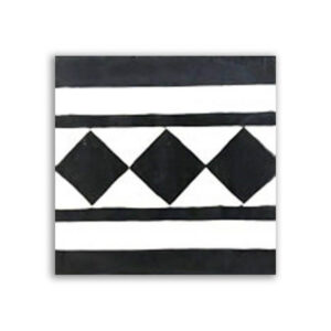 Moroccan Cement Border Tile - Black & White | 263