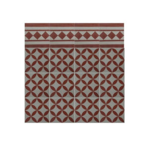 Moroccan Red & White Cement Border Tiles | Geometric Design