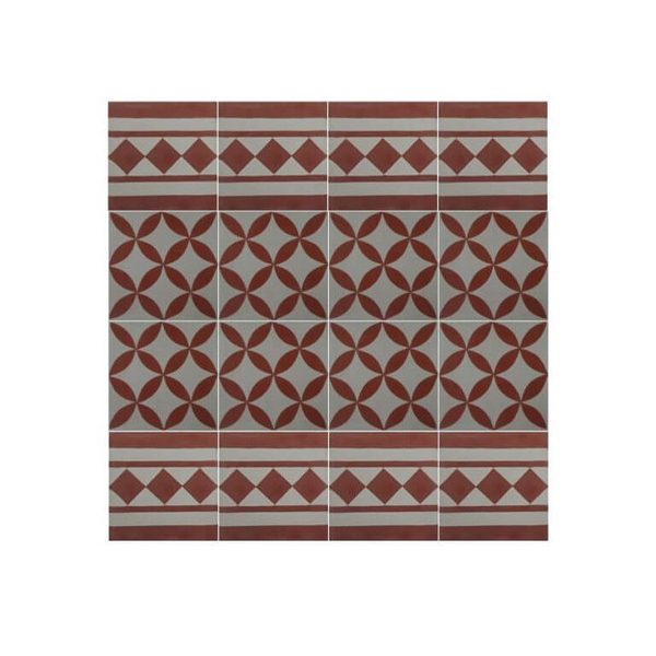 Moroccan Cement Border in Brown, Black & White - Handcrafted Fez Zellige
