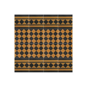 Moroccan Yellow & Black Cement Tile Border - 266 - Water-Resistant & Durable