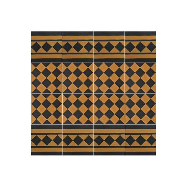 Moroccan Yellow & Black Cement Tile Border - 266 - Water-Resistant & Durable