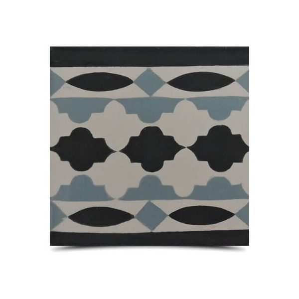 Moroccan Cement Border Tiles - Gray, White & Black Pattern