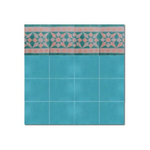 Moroccan Floral Cement Tile Border Pink & Blue - 60cm