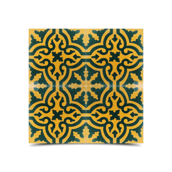 Moroccan Cement Pattern Yellow & Black Tiles - Handmade Artisan Mosaic