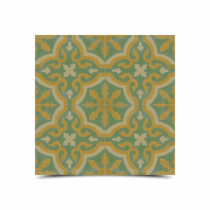 Moroccan Green Yellow Cement Pattern Tile - Handmade, Water-Resistant