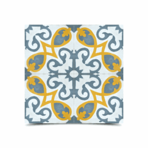 Moroccan Floral Blue & Yellow Cement Tiles - Handcrafted & Durable