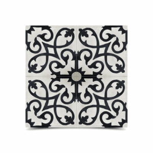 Moroccan Cement Floral Pattern Tile - Timeless Gray & Black
