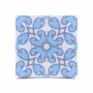 Blue & Gray Moroccan Cement Tile - Handmade in Fez