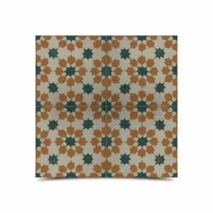 Moroccan Cement Pattern Tiles - Green/White/Orange
