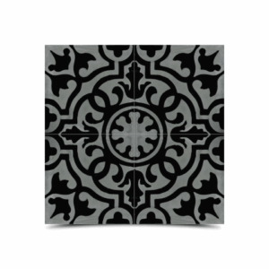 Moroccan Cement Pattern Black & Gray Decor Tiles - Artistic Geometric Design