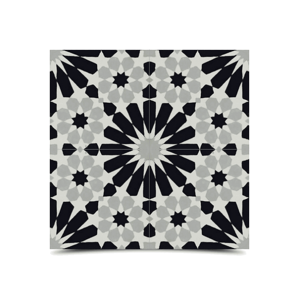 Moroccan Black & Gray Cement Tile Pattern - 243