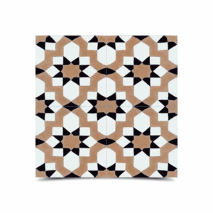 Moroccan Cement Tile in Black, Beige & White - 244