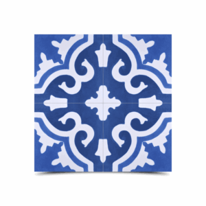 Moroccan Cement Tile White Blue Pattern - Indoor Outdoor