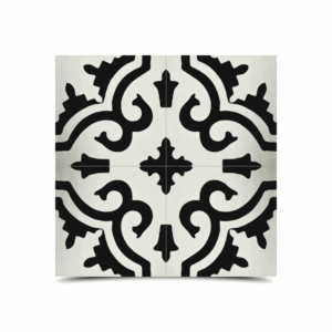 Moroccan Gray & Black Cement Mosaic Tiles - Floral Design
