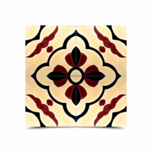 Moroccan Cement Tile in Dark Red & Black - Floral & Geometric Pattern