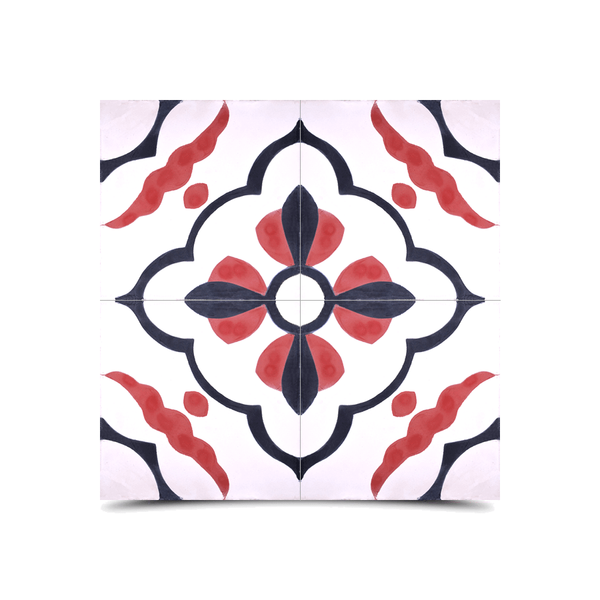 Captivating Moroccan Cement Pattern Tile – White, Blue & Pink