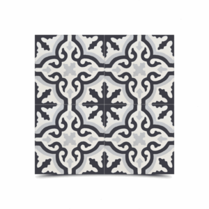 "Black & Gray Moroccan Cement Geometric Pattern Tiles - Durable & Stylish"