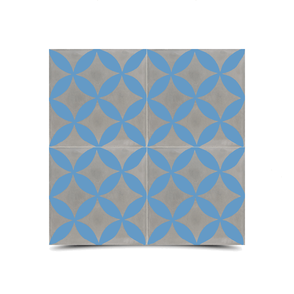 Moroccan Cement Tile Gray & Blue | Unique Arches & Crosses