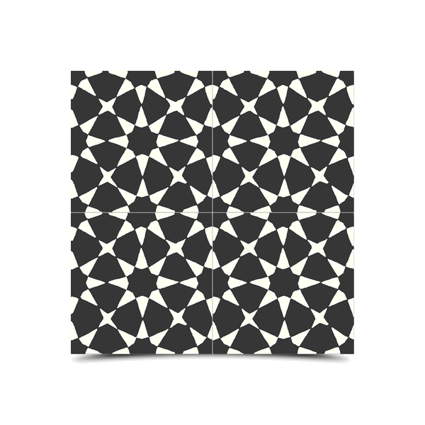 Moroccan Black & White Cement Tiles - Geometric Patterns