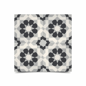 Moroccan Cement Pattern Black & White Glossy Tiles - 212