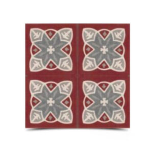 Dark Red & Light Grey Moroccan Hand Painted Tile | Handmade & Versatile