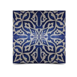 Moroccan Blue-Grey Hand-Painted Ceramic Tile - Vintage Arabesque Motif