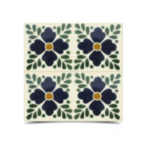 Dark Green & Blue Moroccan Hand Painted Tile - 60 characters