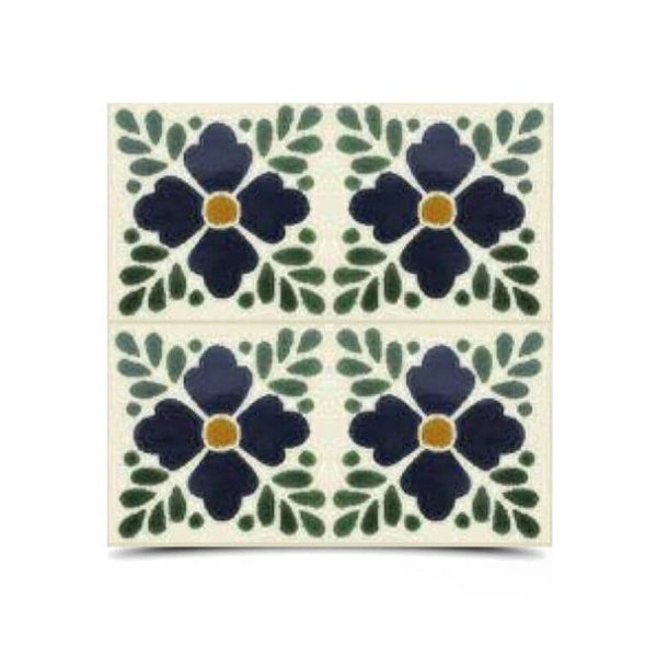 Dark Green & Blue Moroccan Hand Painted Tile - 60 characters