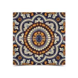 Blue & Mustard Moroccan Hand Painted Tile - Stylish Floral Design