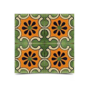 Green & Pumpkin Moroccan Hand-Painted Mosaic Tiles