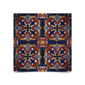 Moroccan Floral Mosaic Tiles - Navy, Yellow & Red (60 characters)