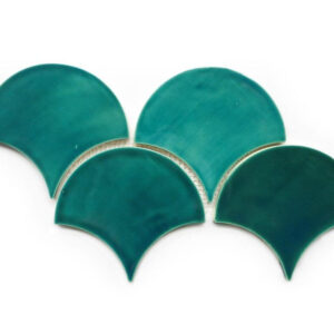 Moroccan Fish Scales - Sea Mist: Handmade Glossy Tiles