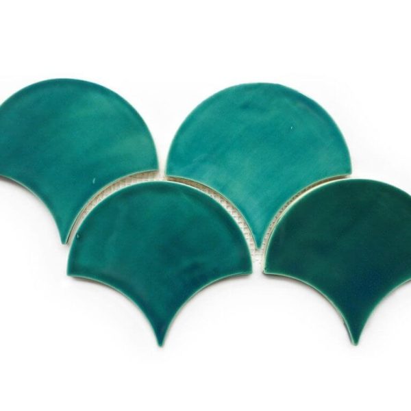 Moroccan Fish Scales - Sea Mist: Handmade Glossy Tiles