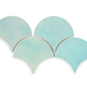 Large Teal Moroccan Fish Scale Tiles | 4x3 Inches Glossy Finish