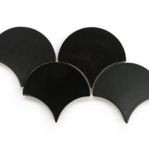 Large Satin Black Moroccan Fish Scale Tiles for Walls & Floors