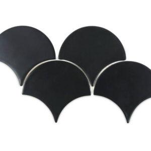 Moroccan Fish Scale Tiles - Satin Black | Handcrafted Charm