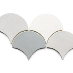 Moroccan Fish Scale Tiles in Silver, Grey, and Deco White